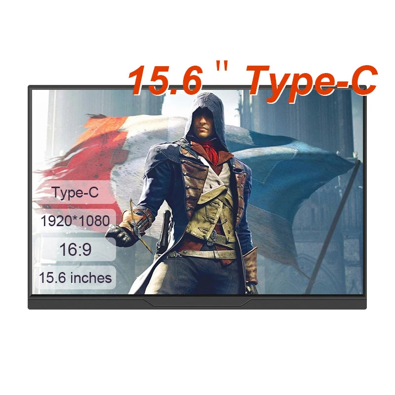 Lanlipu, monitor portátil de 14, 15,6 y 16 pulgadas, pantalla adicional ultrafina, resolución 1920 x 1200, para PC, teléfonos móviles, Xbox, Switch, PS4/5.
