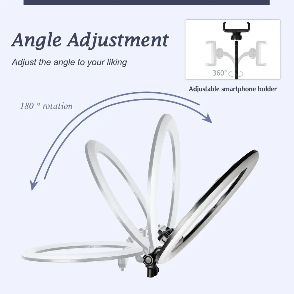 Luz de fotografía SH de 45 cm y 18 pulgadas, lámpara LED para selfies con carga USB y trípode, regulable, para estudio fotográfico