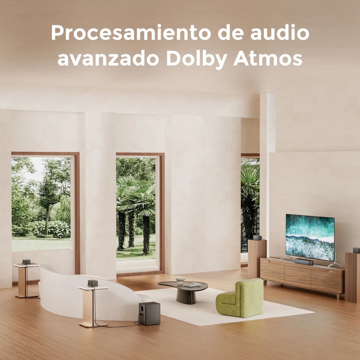 Barra de Sonido ULTIMEA Poseidon D80 Boom 7.1ch 500W Dolby Atmos, Subwoofer Inalámbrico y 4 Altavoces Surround, Cine en Casa, Control por Aplicación