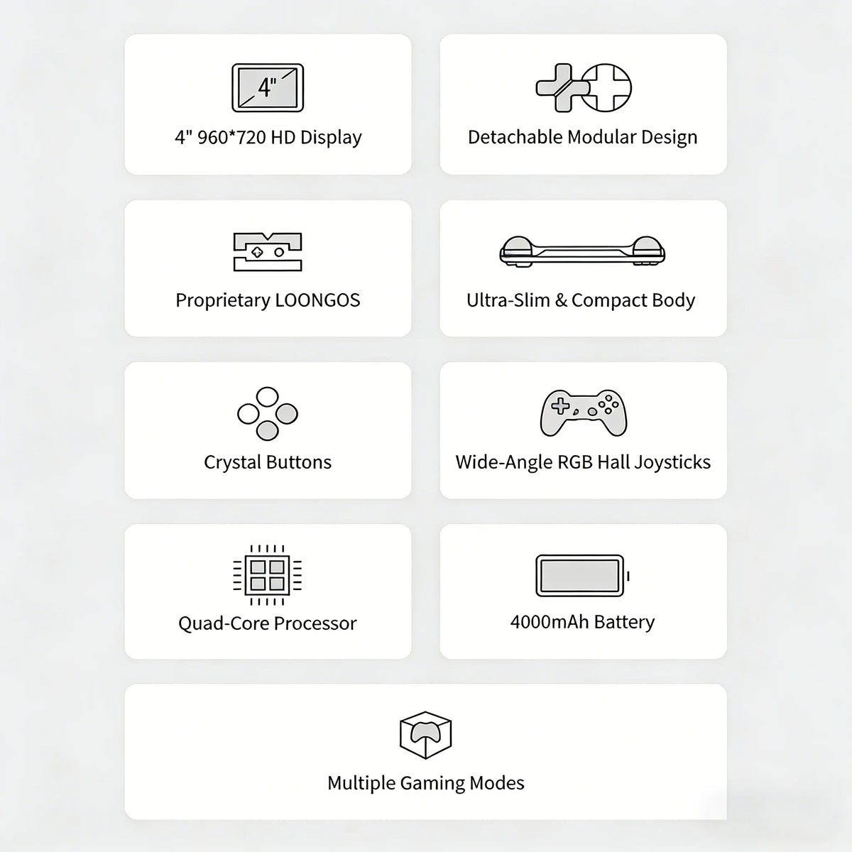 Consola de juegos portátil MINILOONG POCKET 1, pantalla IPS de 4'', salida HD, sistemas de código abierto, actualizaciones OTA, sistema operativo LOONG, nueva consola POCKET1