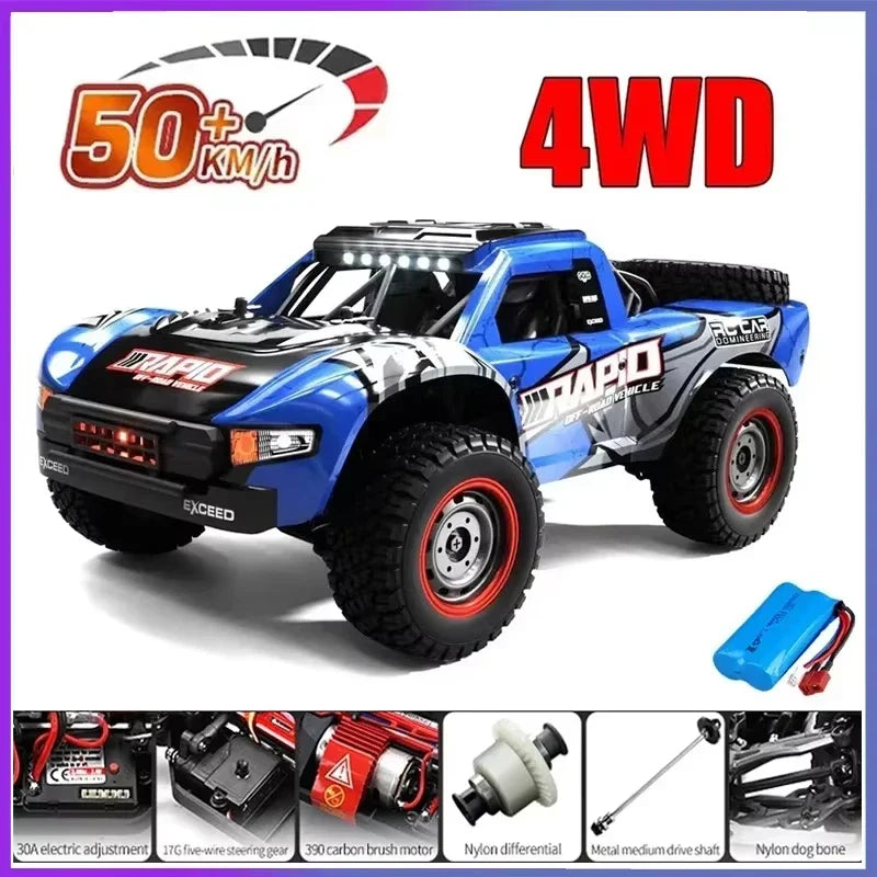 Coche teledirigido SCY16101 16102 de alta velocidad 70 km/h, coche teledirigido con tracción a las cuatro ruedas para niños, motor sin escobillas con LED
