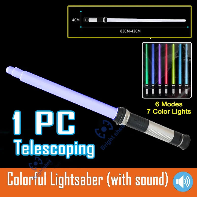 Sable de luz de 80 cm, juguete de espada láser RGB, sable de luz con 7 colores intercambiables, juguete telescópico Force FX FOC con efectos de sonido, espada Jedi para niños, regalo para niños