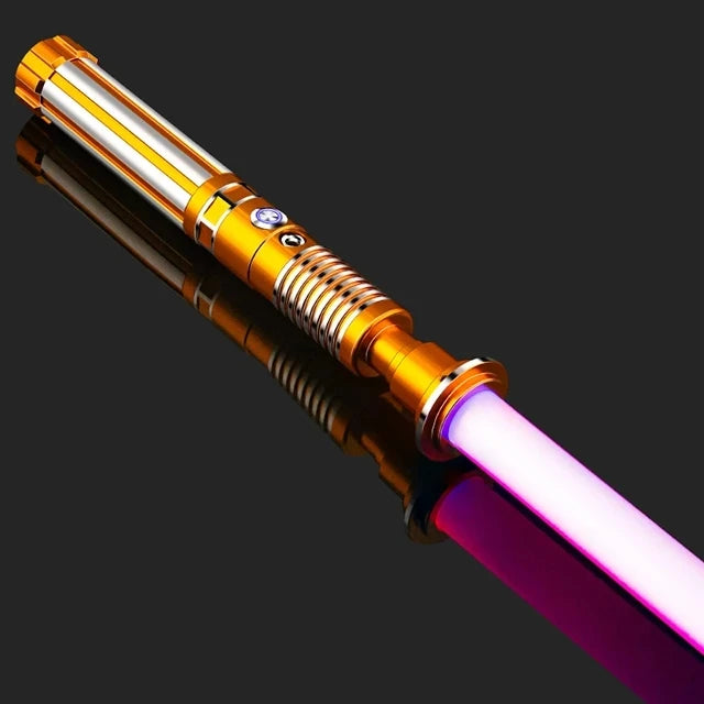Sable de luz RGB 16 colores con mango de metal, doble filo, sonido para duelo pesado, dos en uno, juguete de utilería para cosplay y escenario