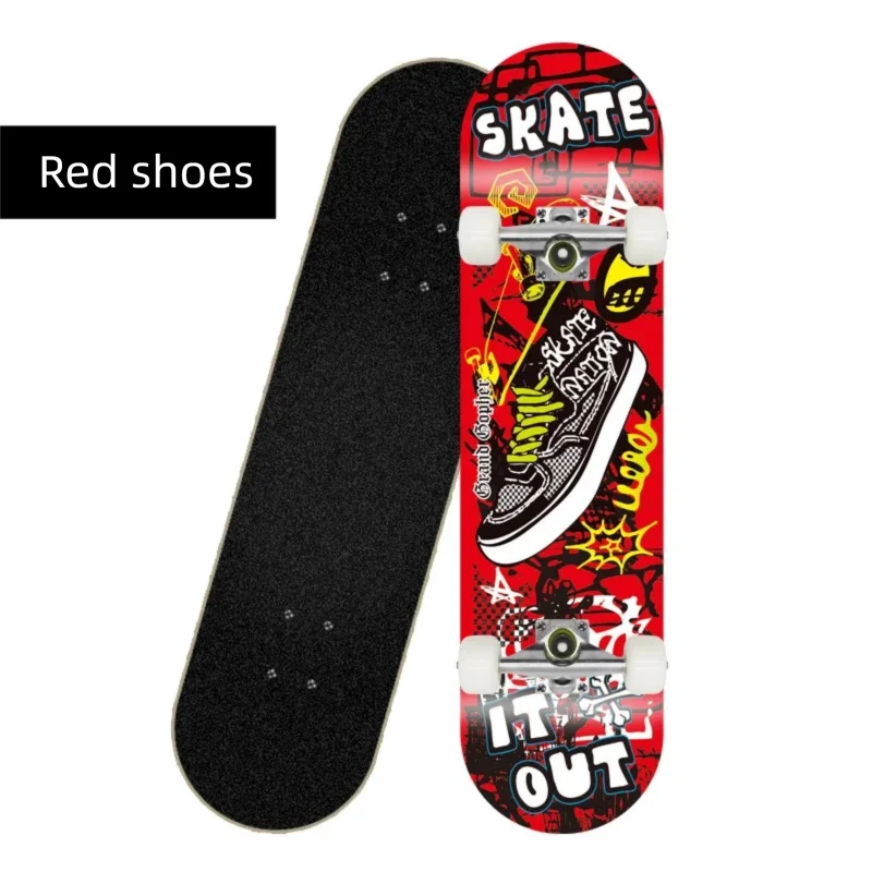 Patineta Deportiva de Madera de Arce de 80 cm, 4 Ruedas, Diseño de Doble Kick, Patineta Profesional para Trucos y Calle, para Jóvenes y Adultos