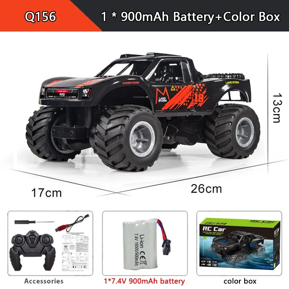 Coche teledirigido anfibio 4WD 2.4G todoterreno resistente al agua, vehículo de escalada JJRC Q156, camión monstruo de drift, juguetes para niños