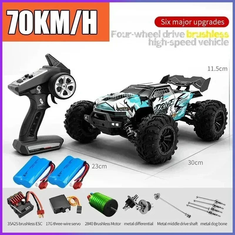 Coche teledirigido SCY16101 16102 de alta velocidad 70 km/h, coche teledirigido con tracción a las cuatro ruedas para niños, motor sin escobillas con LED