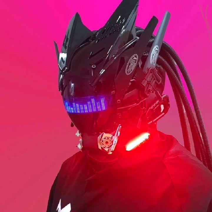 Máscara Cyber punk LED peinado trenza Halloween Navidad juego de rol casco fiesta regalo para adultos ﻿