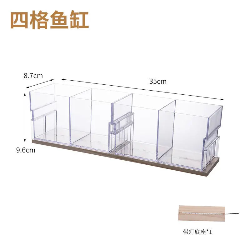 Acrylic Ornamental Fighting Fish Tank New Small Row Tank Transparent Desktop Aquarium Creative Multi-compartment DIY Aquariums