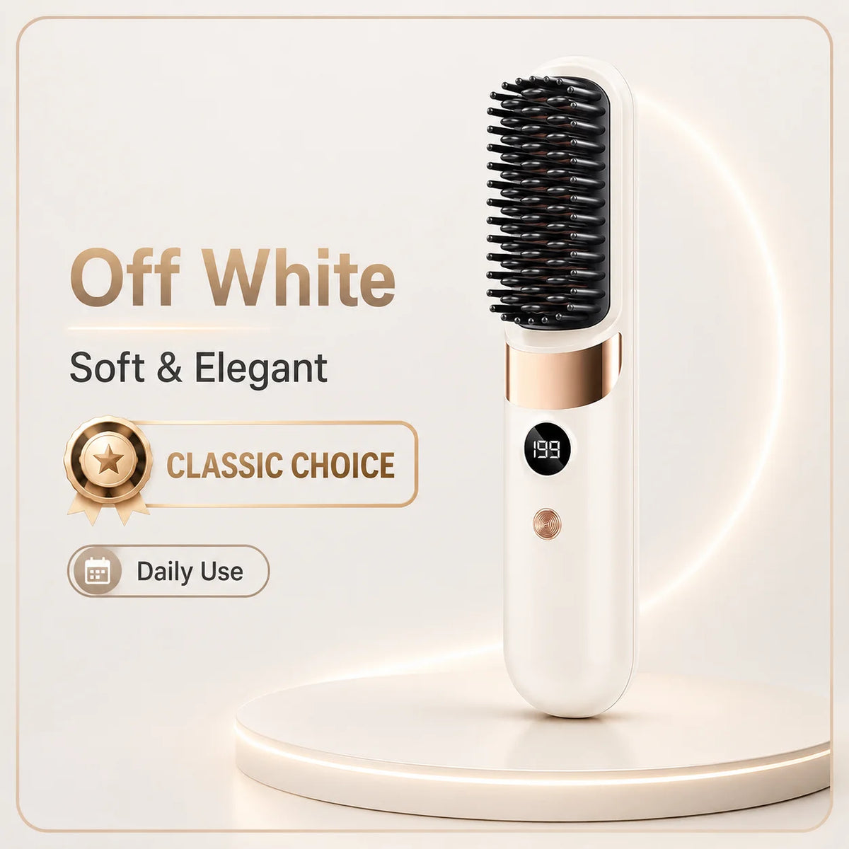 Cepillo Alisador de Cabello Portátil, Inalámbrico con Carga USB, Peine Caliente con Revestimiento Cerámico, Herramienta de Peinado Iónica Anti-Frizz