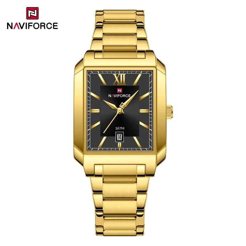New NAVIFORCE Men's 3ATM Waterproof Anniversary Quartz Watch Fashion Watches Date Display Stainless Steel Strap Male Gift Watch