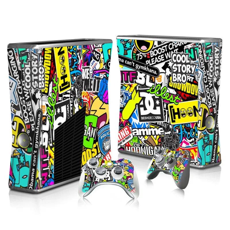 Vinilo Adhesivo Personalizado para Consola Xbox 360 Slim y 2 Controles, Adhesivo Decorativo para Xbox 360 Slim