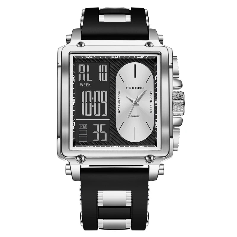 Nuevo reloj digital cuadrado de moda LIGE para hombre, reloj de pulsera de cuarzo deportivo informal, cronógrafo de lujo de la mejor marca FOXBOX