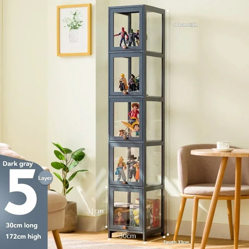 Vitrina hecha a mano, vitrina transparente a prueba de polvo con imitación de vidrio, caja de almacenamiento acrílica para juguetes Lego, estante para libros