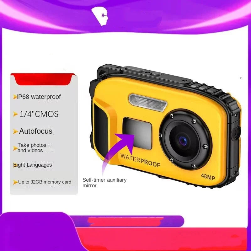 Cámara Deportiva Digital Sumergible IP68 de 5 Metros con 24MP o Superior, Zoom Digital de 16X y Pantalla IPS de 2.4 Pulgadas para Natación, Buceo y Deportes