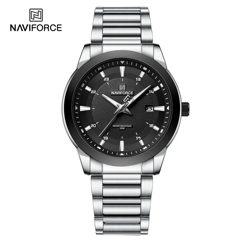 New Style NAVIFORCE Leisure Men's Quartz Simple Design Commuting Luminous Watch Business Stainless Steel Strap 3ATM Waterproof