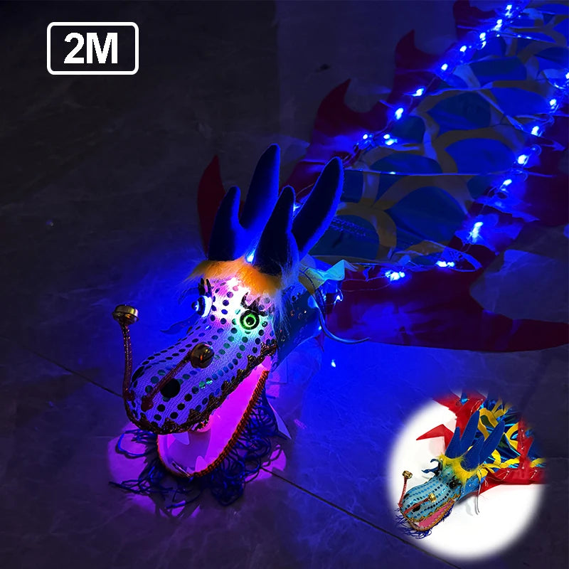 Dragón Luminoso de 2/3/5 Metros con Cabeza de Dragón 3D, Cinta Luminosa para Danza, Accesorio de Escenario, Fitness, LED