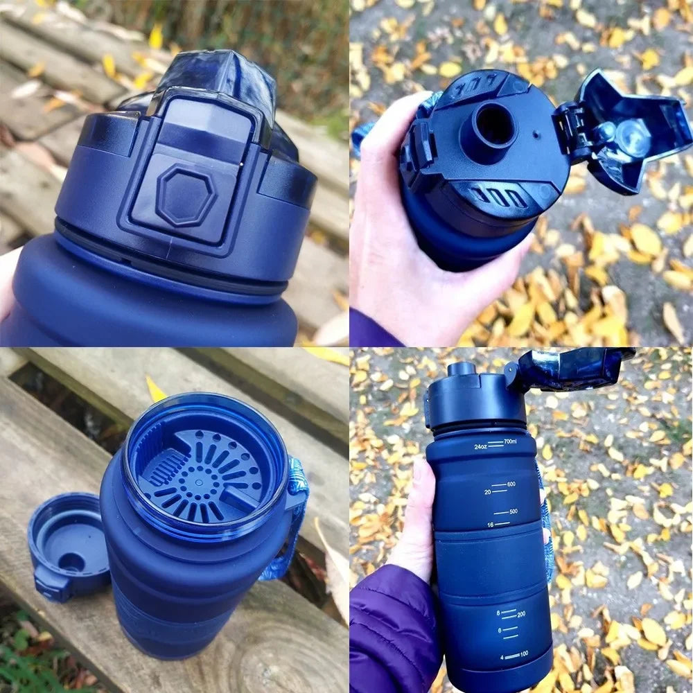 Botellas de agua de 1000ML, mezclador de proteínas de gran capacidad, botella portátil de plástico para beber, libre de BPA Tritan, con pantalla de filtro