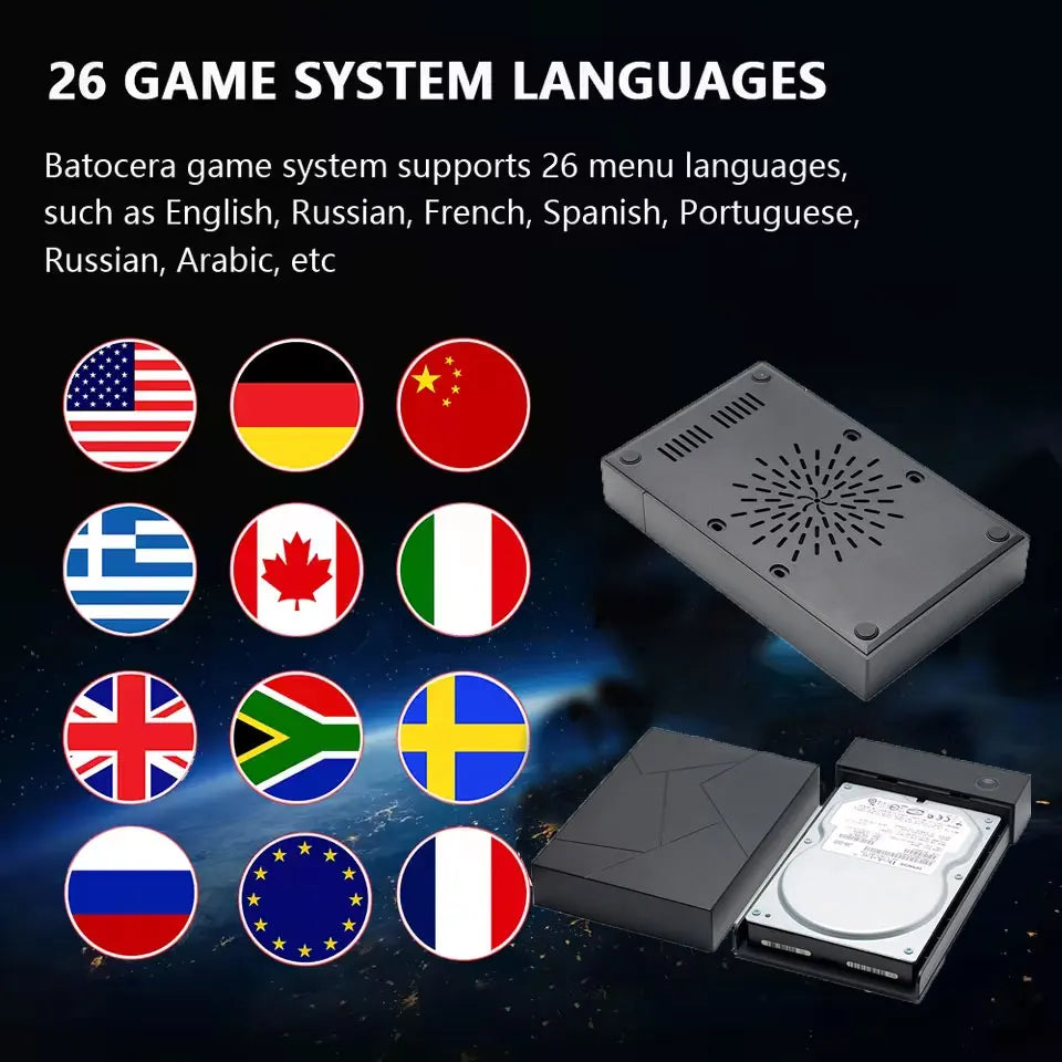 Batocera 40: unidad de juegos con capacidad para añadir o eliminar juegos, 4 TB, USB 3.0, más de 10 000 juegos, compatible con Windows 11 y ordenadores, fácil de usar con PS4/PS3/PS2/WII.