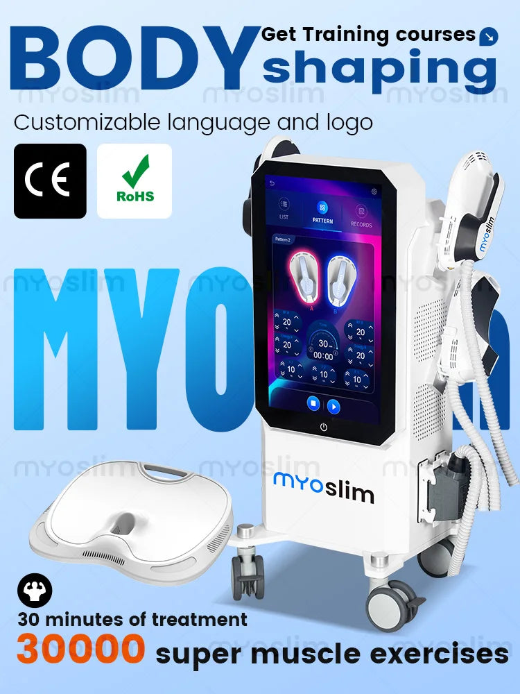 Máquina Profesional de Estimulación Muscular Myoslim EMS Neo Body Sculpt EMS Zero Ultra Pro 6500W con 4 Manijas RF Hi-EMT para Adelgazar