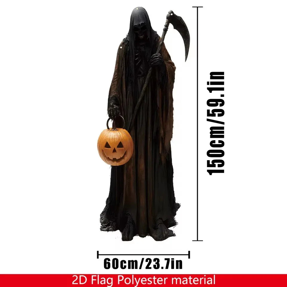 Decoración de Halloween con forma de cabeza de calabaza y capa de bruja, estatua de bruja con calabaza encendida, sombrero negro y capa, adorno festivo espeluznante para el hogar.