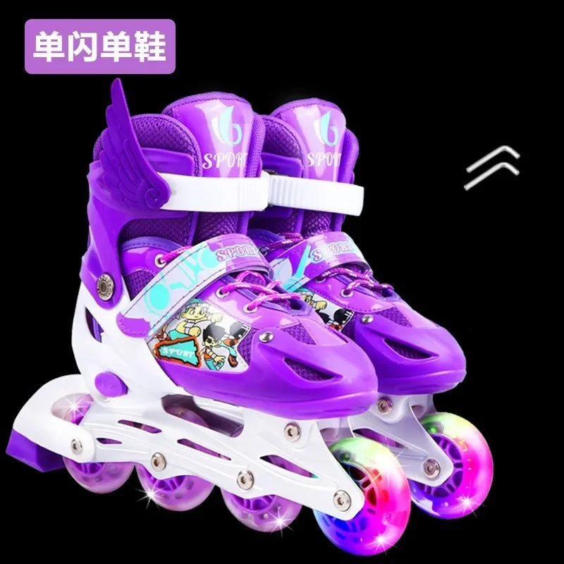 Patines en línea ajustables para niños con luces intermitentes