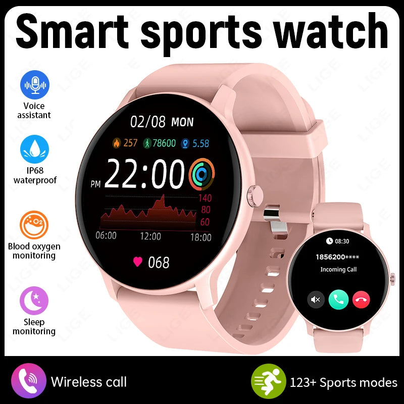 LIGE Nuevo Reloj Inteligente para Mujer Llamada Bluetooth Pronóstico del Tiempo en Tiempo Real Relojes Deportivos para Mujer Reloj Inteligente para Hombre y Mujer para Android iOS