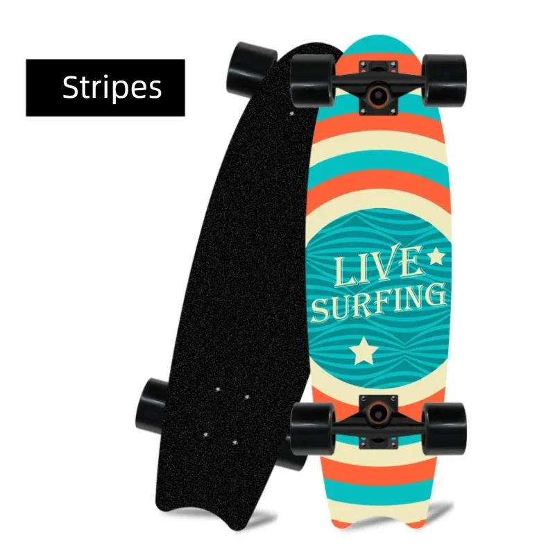 Patineta de madera de arce con cuatro ruedas y diseño de cola de pez, ideal para principiantes, para desplazarse y practicar patinaje urbano.