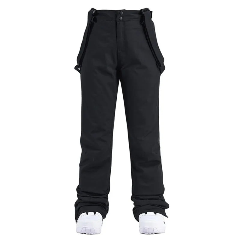 Pantalones de invierno para mujer, pantalones de esquí gruesos y cálidos de alta calidad para hombre, pantalones con tirantes impermeables a prueba de viento, pantalones de Snowboard de talla grande
