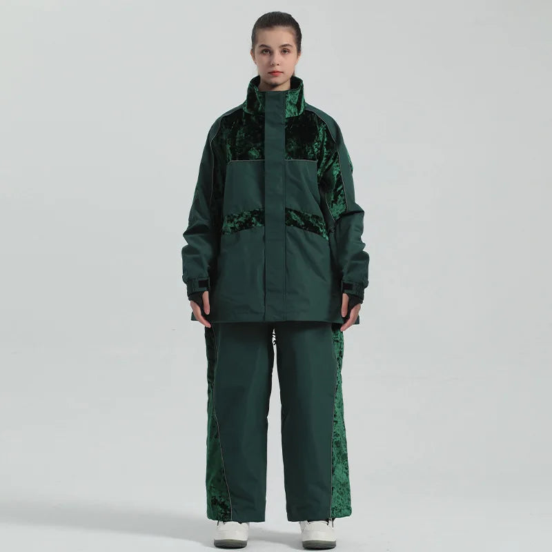 Nuevo traje de esquí para hombre y mujer, Color sólido, invierno, exterior, resistente al viento, impermeable, cremallera, traje de esquí deportivo cálido