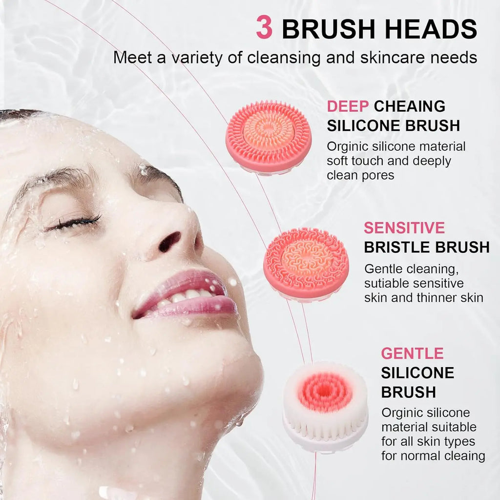 Cepillo de limpieza facial eléctrico, limpiador facial giratorio sónico, cepillo de limpieza profunda de poros, masajeador facial, herramienta impermeable para el cuidado de la piel