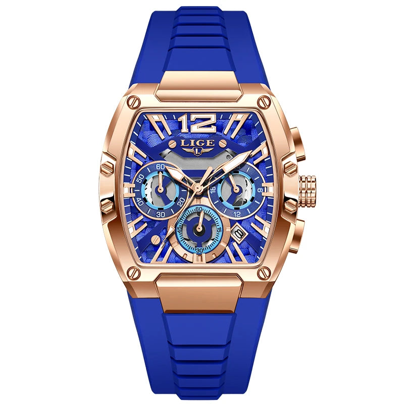Reloj de lujo para hombre LIGE 2026, resistente al agua, de silicona, luminoso, con calendario y cronógrafo, reloj de cuarzo para regalo de Halloween