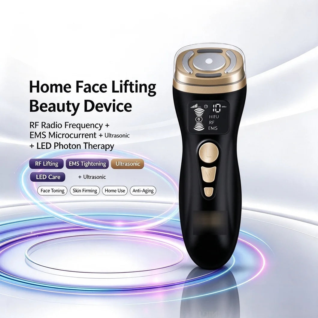 Mini Máquina HIFU, Dispositivo Ultrasónico RF EMS HIFU para Lifting Facial, Tensado de la Piel, Masajeador Antiarrugas para Rostro, Barbilla, Cuello y Ojos, Uso Doméstico