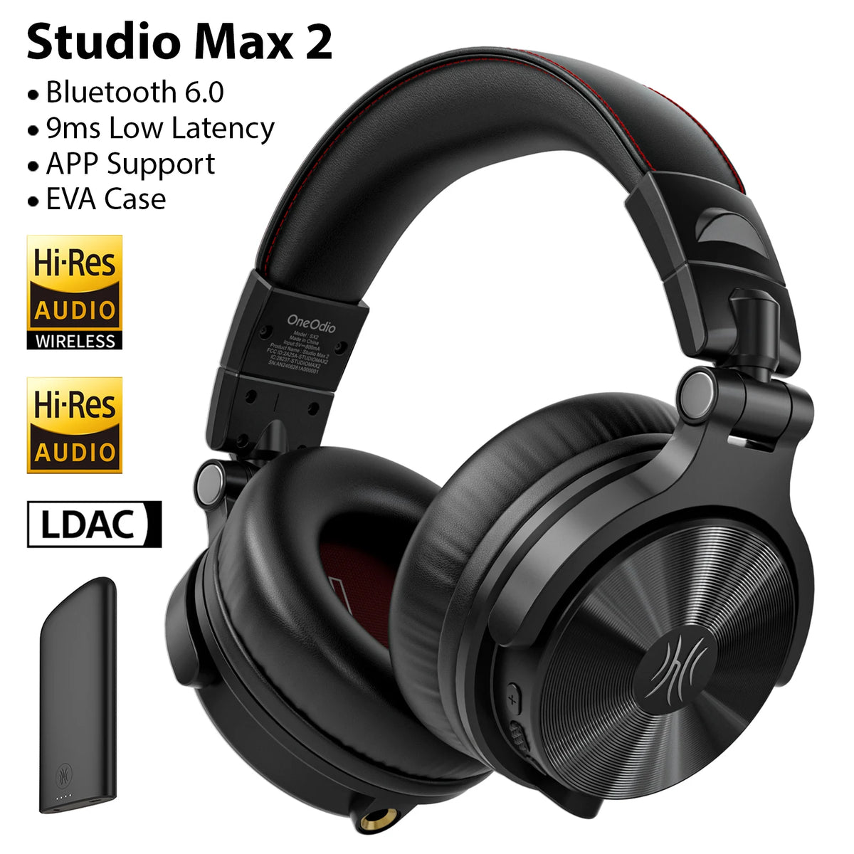 Oneodio Studio Max 2 auriculares inalámbricos negros con orejeras cerradas y estuche