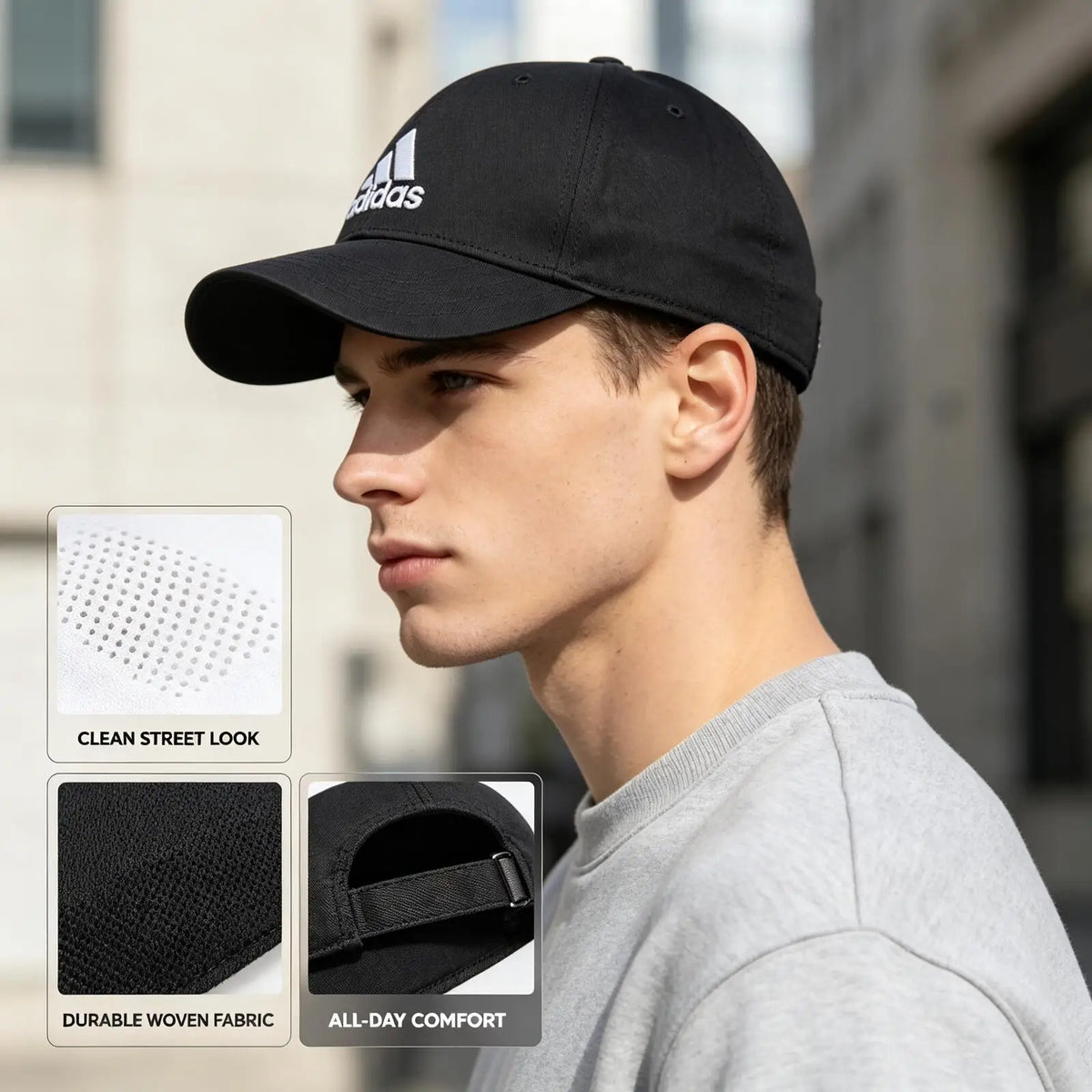 Gorra de béisbol Adidas 2026, nueva, negra, ajustable, transpirable, de algodón, deportiva e informal, modelo FK0891