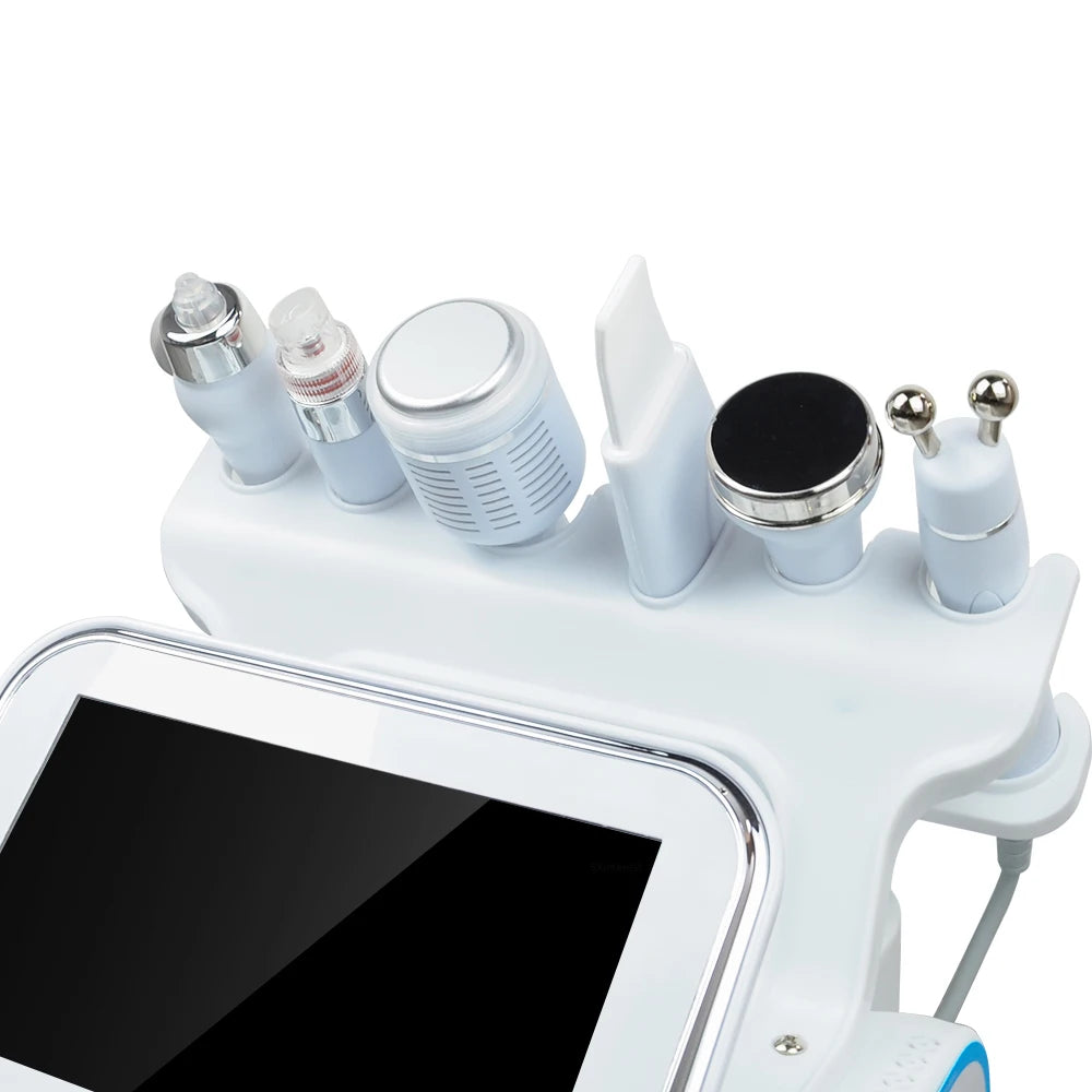 Máquina de belleza facial Moonic H2O2 6 en 1 con pequeñas burbujas, hidratante, limpiadora de piel, removedora de puntos negros, máquina hidrofacial para uso en salón y hogar.