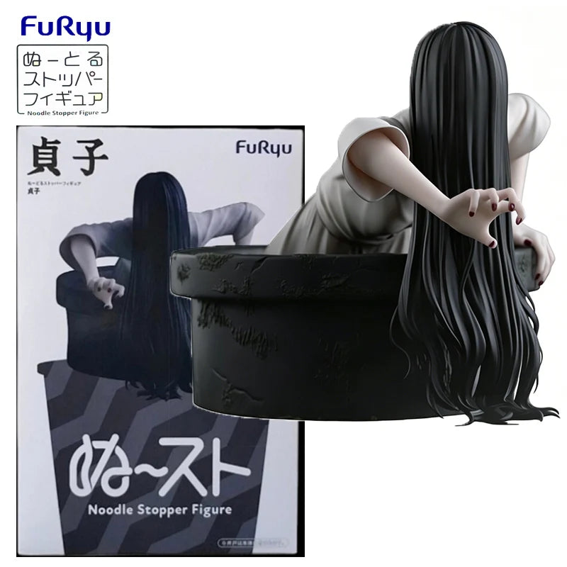 En Stock FuRyu Noodle Stopper Ring Sadako Yamamura PVC 9CM Figuras de Acción de Anime Modelo Coleccionable Juguete