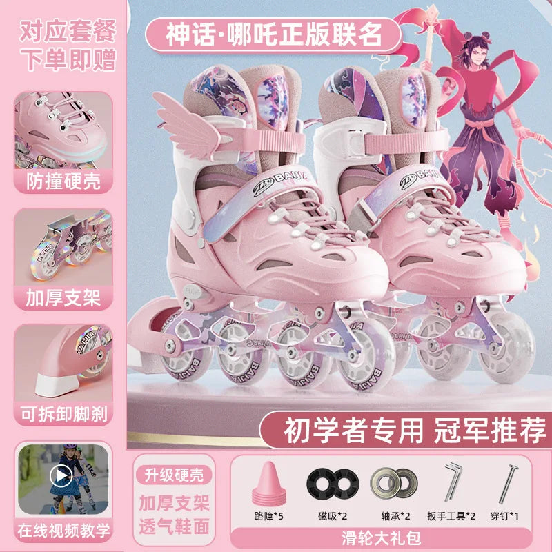 Patines de velocidad casuales para niñas jóvenes, patines de competición con ruedas LED intermitentes para principiantes adultos