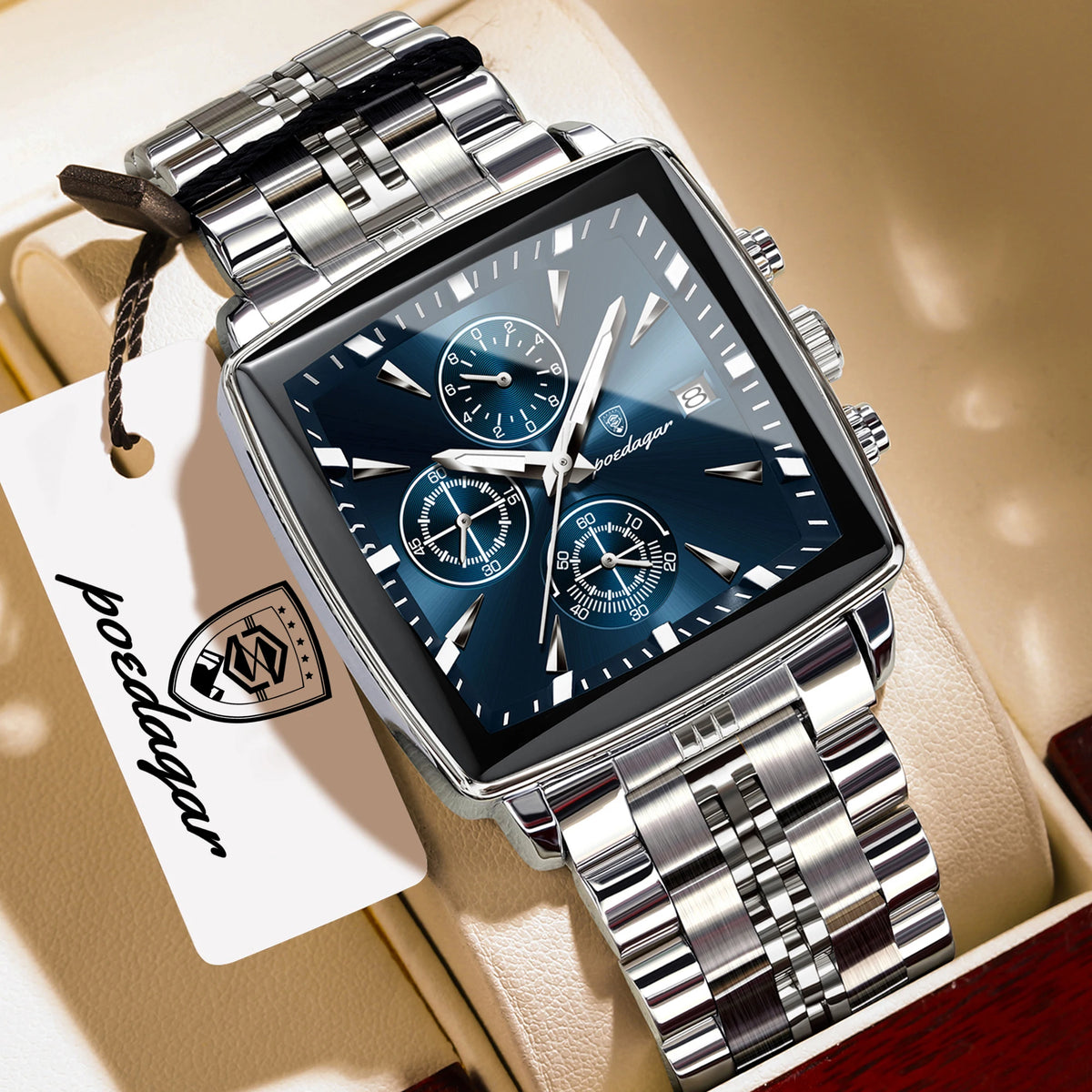 Reloj de pulsera de lujo para hombre POEDAGAR, de cuarzo, luminoso, resistente al agua, de acero inoxidable, cronógrafo con fecha, reloj de negocios para hombre