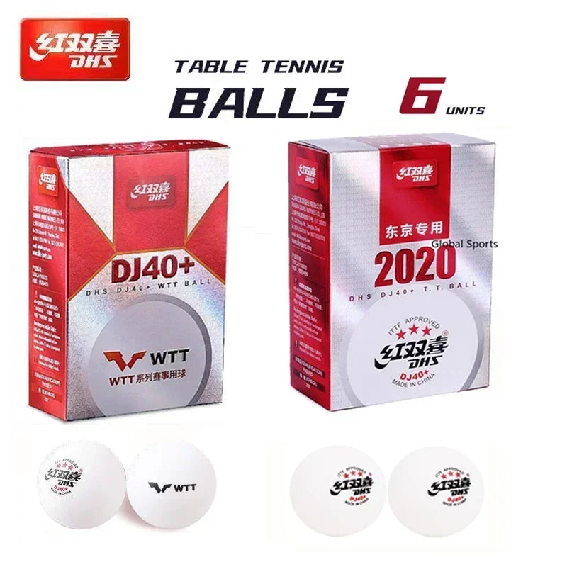 Pelotas de tenis de mesa originales DHS DJ40 +, pelotas de Ping Pong profesionales de 3 estrellas, pelotas DHS WTT ABS, nuevo Material