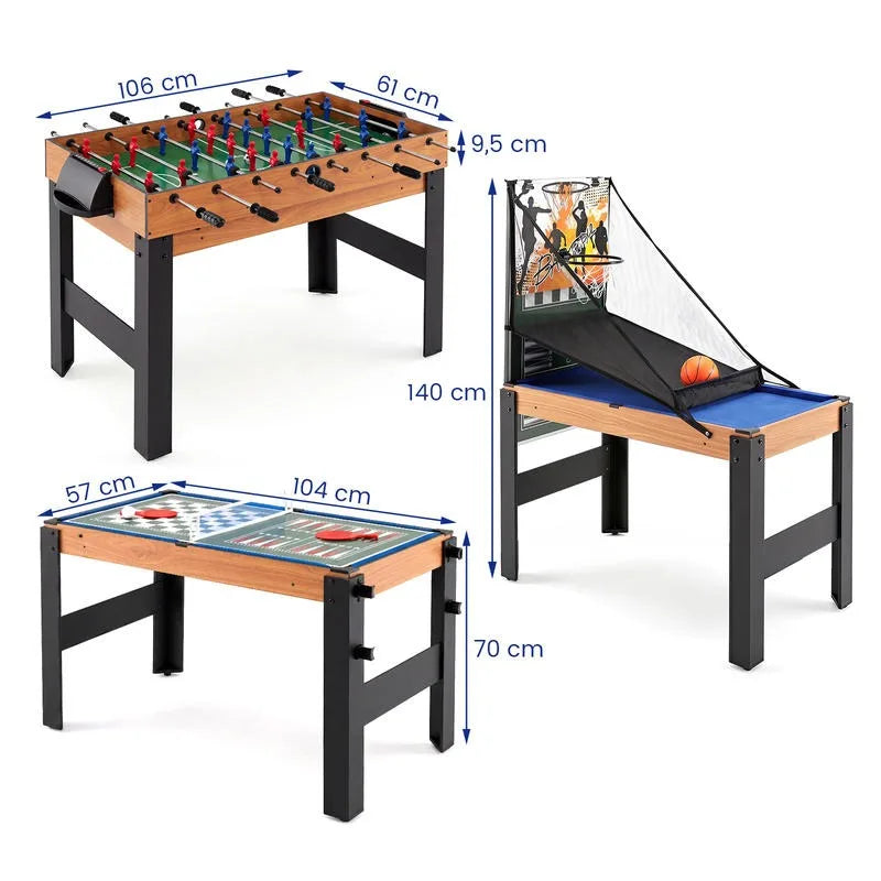 Juego de mesa combinado 14 en 1 de colores naturales con hockey, billar, tenis de mesa, bowling, baloncesto, futbolín, envío desde almacén local