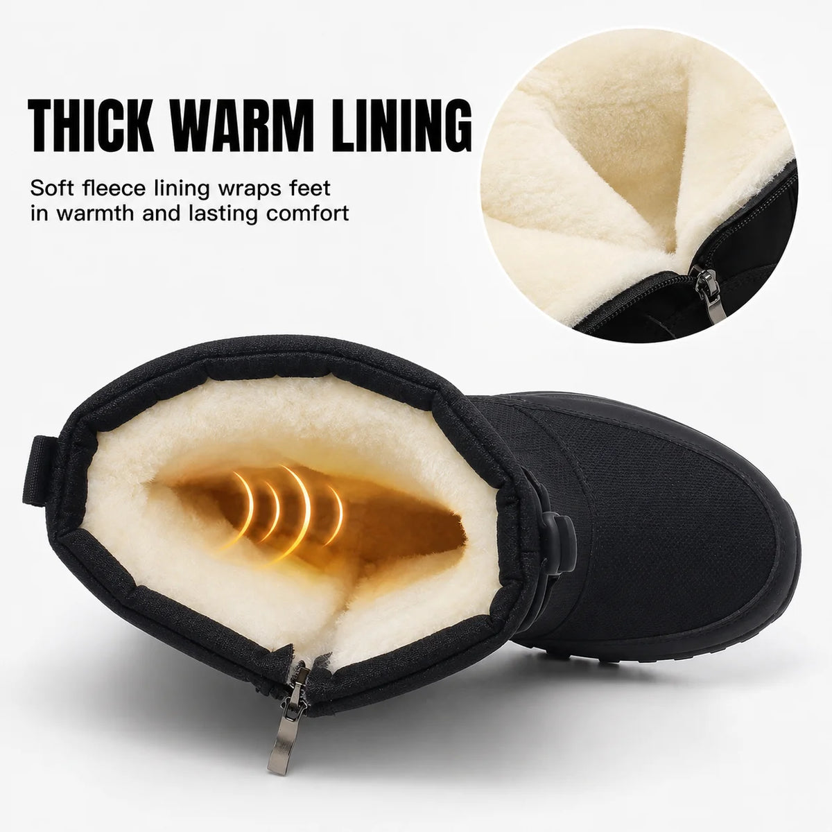 Botas de Nieve de Invierno para Mujer, Tallas Grandes, Cálidas, Forradas de Piel, Resistentes al Agua, Antideslizantes, con Cierre Lateral, Regalo de Navidad y Año Nuevo