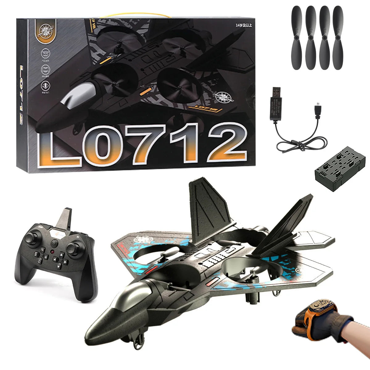 L0712 RC avión 2,4G Avión de Control remoto helicóptero con detección de gravedad planeador con luchadores de espuma EPP ligeros para niños