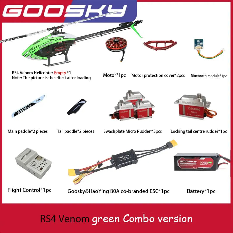 Helicóptero RC Goosky RS4 Venom Combo KIT/PNP, Avión de Control Remoto Profesional para Hombres y Niños, Radiocontrol Inalámbrico