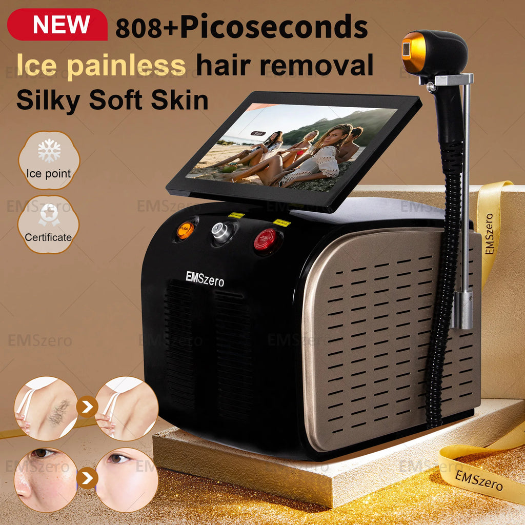 Dispositivo 2 en 1 de Depilación Láser de Diodo y Eliminación de Tatuajes de 5000W con 3 Longitudes de Onda 755nm 808nm 1064nm Tecnología Picosegundo Nd:Yag