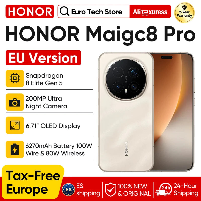 Smartphone Honor Magic 8 Pro 5G Versión UE Snapdragon 8 Elite Gen 5 200MP Aimage 6270mAh 100W 6,71'' OLED NFC eSIM Honor