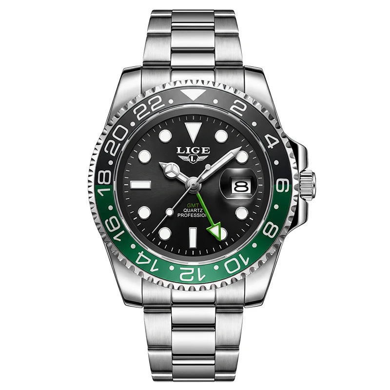 LIGE High Quality Luxury Men's Watch Waterproof Quartz Watch Stainless Steel Strap Luminous Sports Watches Gifts Watches For Man