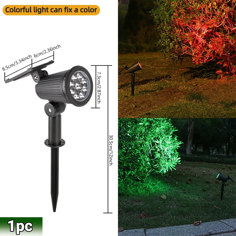 9 focos solares LED, impermeables IP65, luces solares RGB para exteriores, brillo ajustable para jardín, patio y palmeras