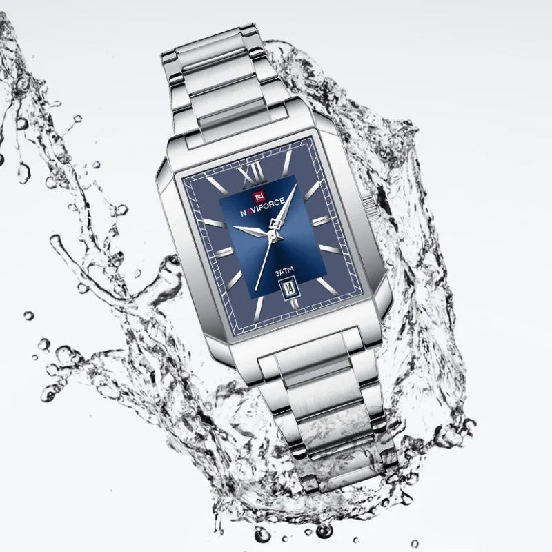 Nuevo reloj de cuarzo para hombre NAVIFORCE, resistente al agua 3ATM, reloj de aniversario, reloj de moda con visualización de fecha, correa de acero inoxidable, regalo para hombre