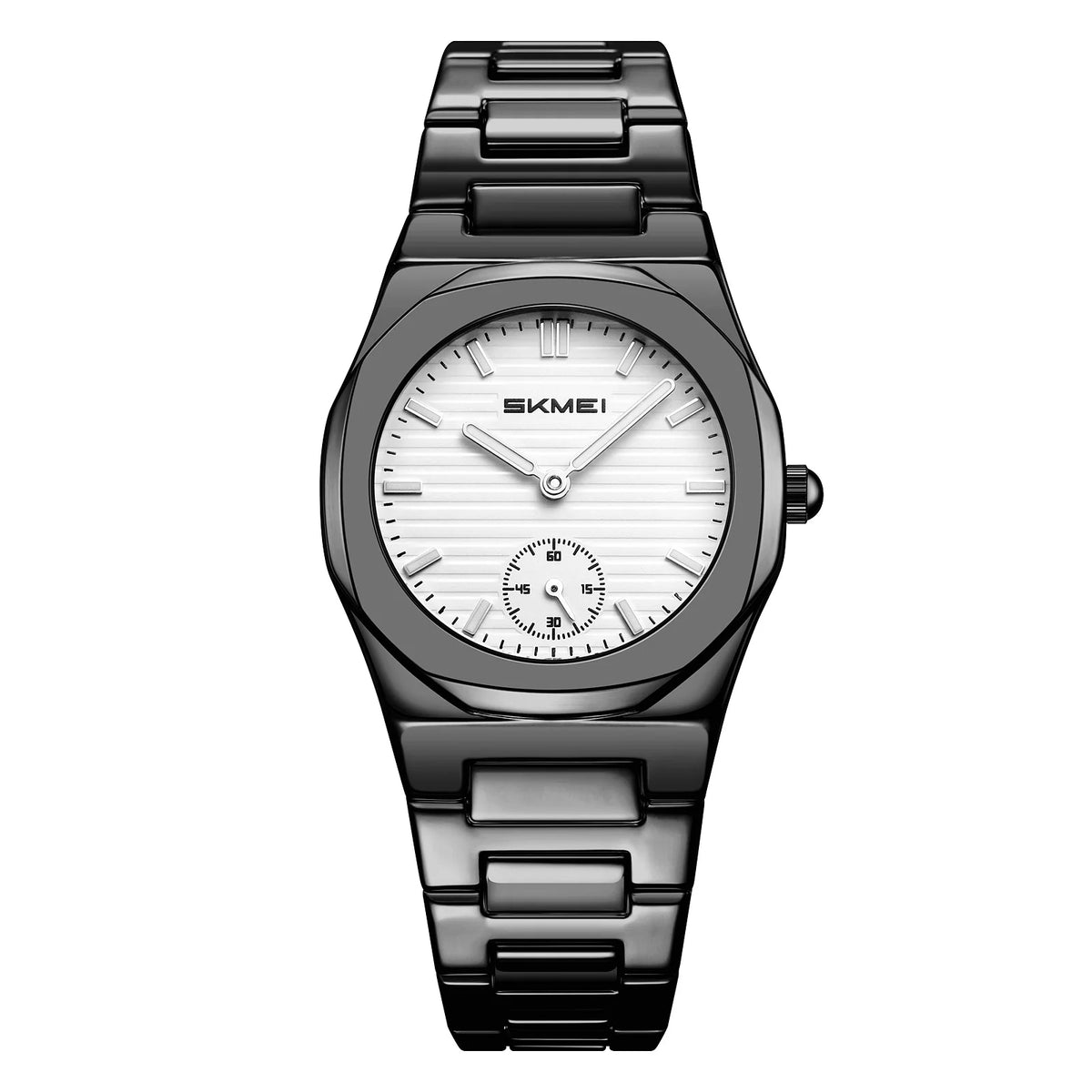Reloj de cuarzo para mujer SKMEI con caja octogonal, brazalete de aleación de zinc, esfera de rayas horizontales, pequeño, resistente al agua, estilo ejecutivo 2681