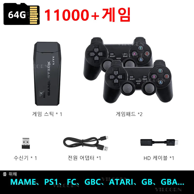 2026 Retro Video Game Console M8 4K Game Stick 64G 11000 Games For Mame SFC Gba Arcade Game Machine with Korean Games Gift